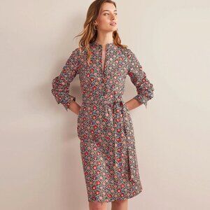 Boden NWT Collarless Midi Shirt Floral Enchanting Bloom Long Sleeved Dress, 12P